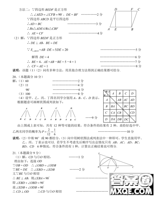 随州市2022年初中毕业升学考试数学试题及答案