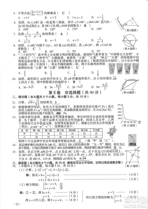 2022年山西中考真题数学试题及答案