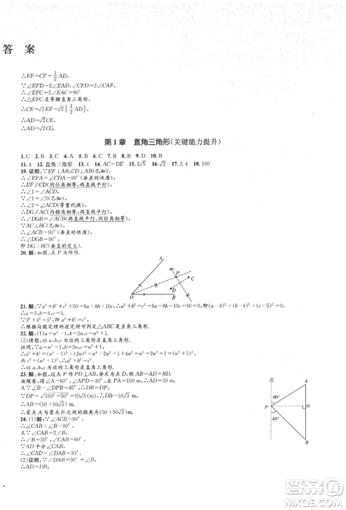 湖南教育出版社2022湘教考苑单元测试卷八年级下册数学湘教版参考答案