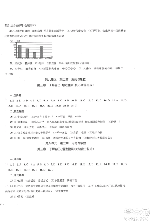 湖南教育出版社2022湘教考苑单元测试卷八年级下册生物人教版参考答案
