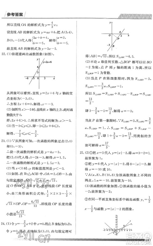 黑龙江教育出版社2022假期自主学习快乐暑假篇八年级数学人教版答案