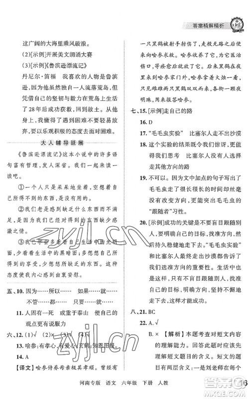 江西人民出版社2022王朝霞各地期末试卷精选六年级语文下册人教版河南专版答案 江西人民出版社2022王朝霞各地期末试卷精选六年级语文下册人教版河南专版答案