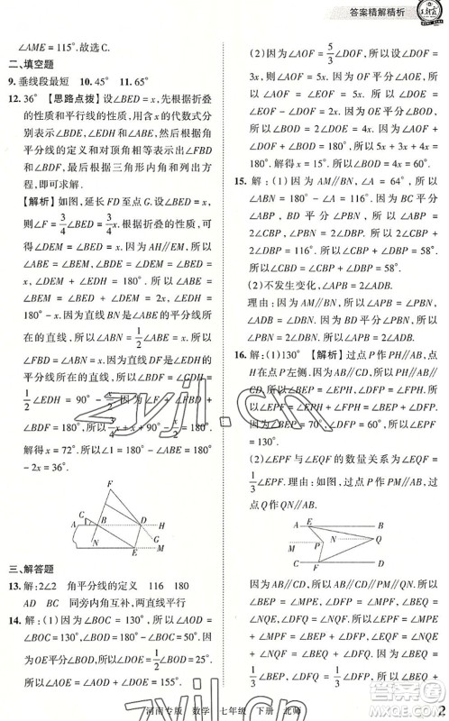 江西人民出版社2022王朝霞各地期末试卷精选七年级数学下册北师大版河南专版答案 江西人民出版社2022王朝霞各地期末试卷精选七年级数学下册北师大版河南专版答案