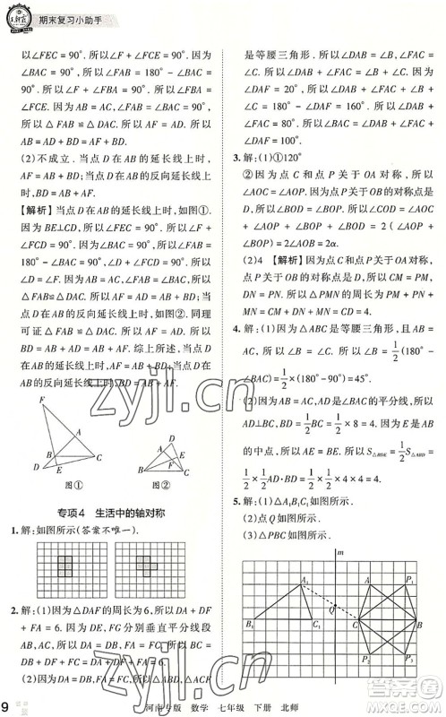 江西人民出版社2022王朝霞各地期末试卷精选七年级数学下册北师大版河南专版答案 江西人民出版社2022王朝霞各地期末试卷精选七年级数学下册北师大版河南专版答案