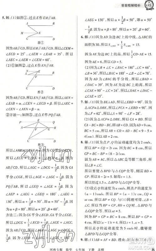 江西人民出版社2022王朝霞各地期末试卷精选七年级数学下册北师大版河南专版答案 江西人民出版社2022王朝霞各地期末试卷精选七年级数学下册北师大版河南专版答案