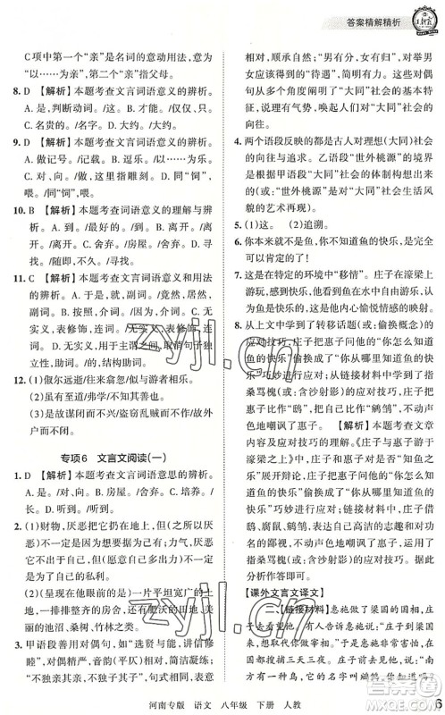 江西人民出版社2022王朝霞各地期末试卷精选八年级语文下册人教版河南专版答案 江西人民出版社2022王朝霞各地期末试卷精选八年级语文下册人教版河南专版答案