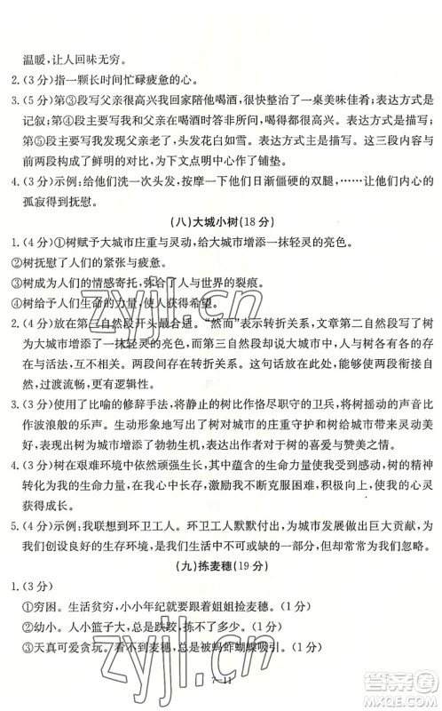 合肥工业大学出版社2022假期冲浪暑假作业升级版七年级语文人教版答案