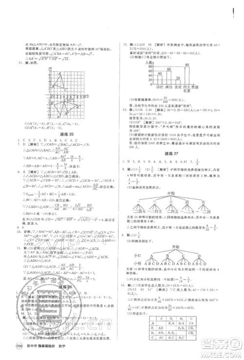 阳光出版社2022新中考稳拿基础分数学通用版参考答案