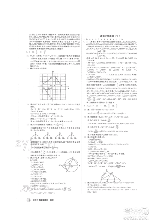 阳光出版社2022新中考稳拿基础分数学通用版参考答案