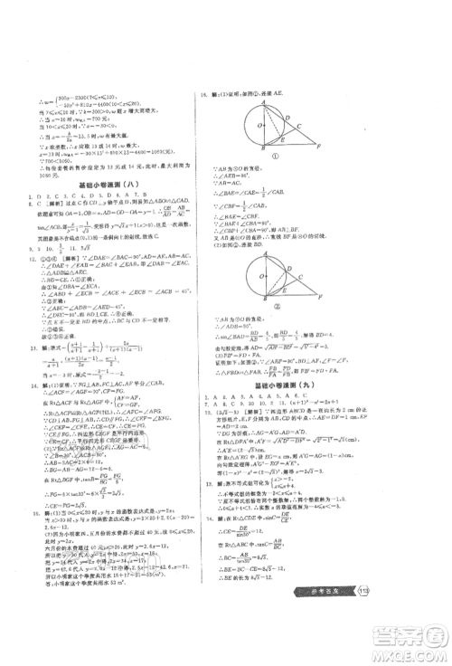 阳光出版社2022新中考稳拿基础分数学通用版参考答案