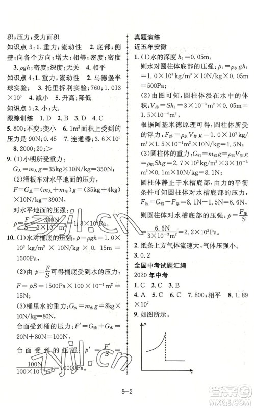 合肥工业大学出版社2022假期冲浪暑假作业升级版八年级物理沪科版答案