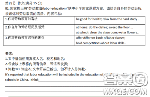 对劳动教育的看法英语作文 关于对劳动教育的看法的英语作文