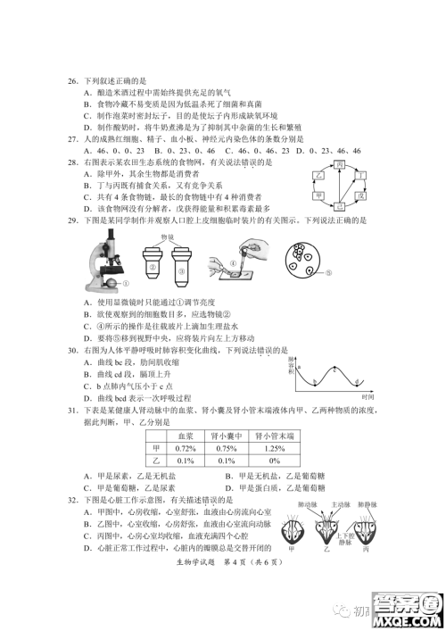 2022年海南省初中学业水平考试生物学试卷及答案 2022年海南省初中学业水平考试生物学试卷及答案