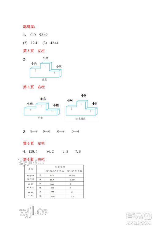 安徽少年儿童出版社2022暑假作业四年级数学北师大版参考答案