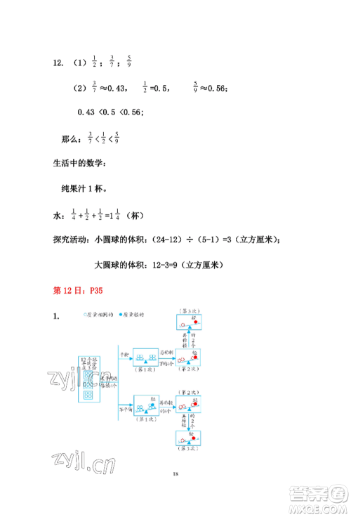 安徽少年儿童出版社2022暑假作业五年级数学人教版参考答案 安徽少年儿童出版社2022暑假作业五年级数学人教版参考答案