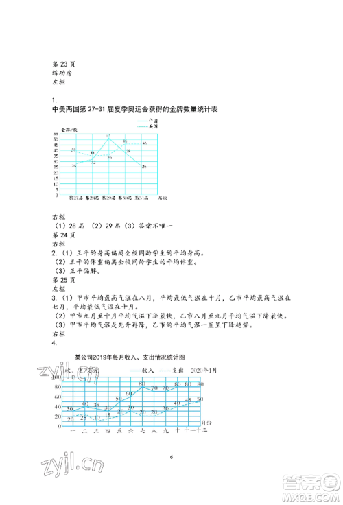 安徽少年儿童出版社2022暑假作业五年级数学苏教版参考答案