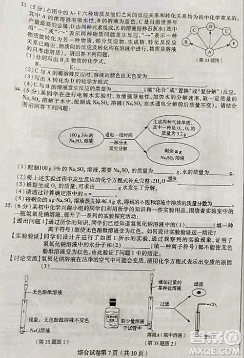 哈尔滨市2022年初中升学考试理科综合试卷及答案