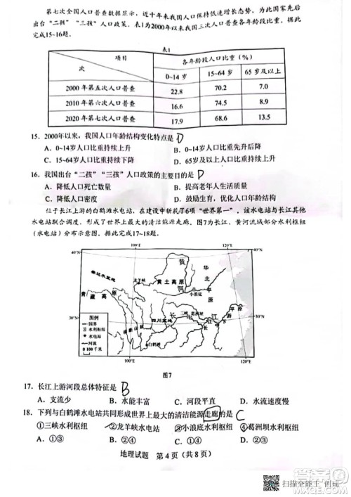 2022年广东省初中学业水平考试地理试题及答案