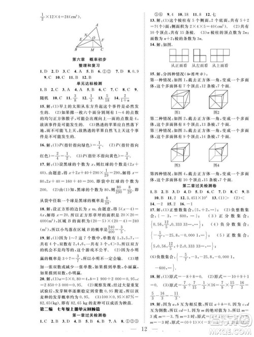 吉林教育出版社2022优等生快乐暑假最佳复习计划七年级数学北师版答案