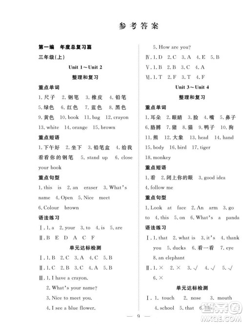 吉林教育出版社2022优等生快乐暑假最佳复习计划三年级英语人教版答案 吉林教育出版社2022优等生快乐暑假最佳复习计划三年级英语人教版答案