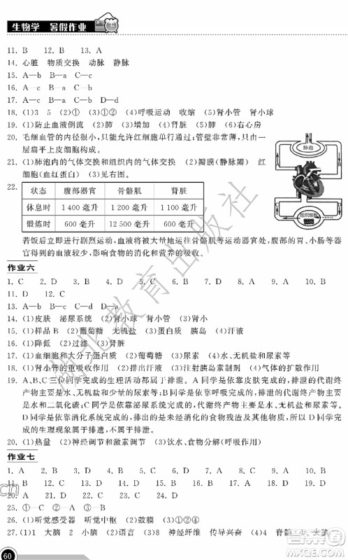 湖北教育出版社2022长江作业本暑假作业七年级生物人教版答案 湖北教育出版社2022长江作业本暑假作业七年级生物人教版答案