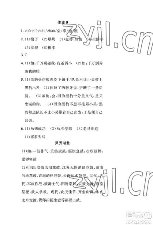 崇文书局2022长江暑假作业七年级语文人教版参考答案 崇文书局2022长江暑假作业七年级语文人教版参考答案