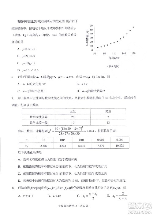 金华十校2021-2022学年第二学期期末调研考试高二数学试题卷及答案