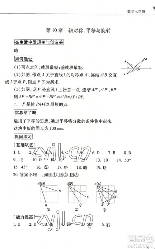 山西教育出版社2022快乐暑假七年级数学华东师大版答案 山西教育出版社2022快乐暑假七年级数学华东师大版答案
