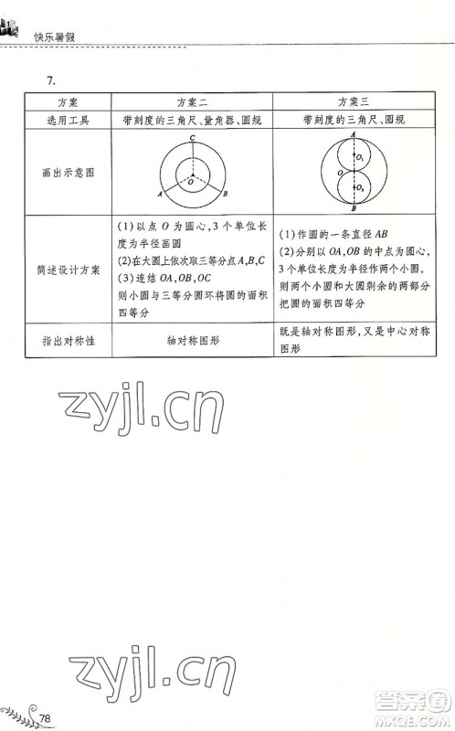 山西教育出版社2022快乐暑假七年级数学华东师大版答案 山西教育出版社2022快乐暑假七年级数学华东师大版答案
