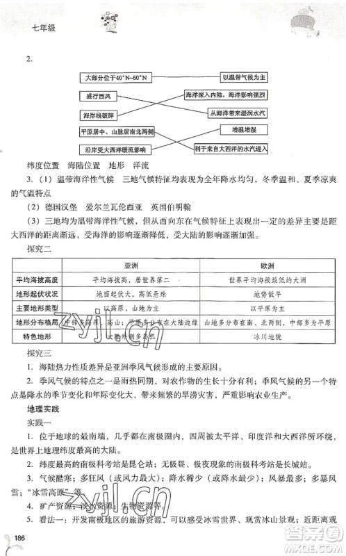 山西教育出版社2022新课程暑假作业本七年级综合C版答案