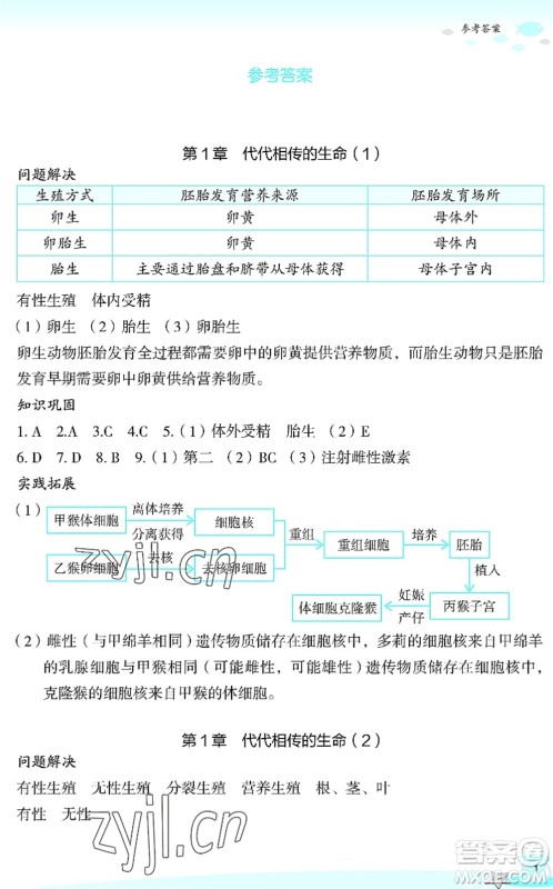 浙江教育出版社2022快乐暑假玩转假期活动手册七年级科学通用版答案