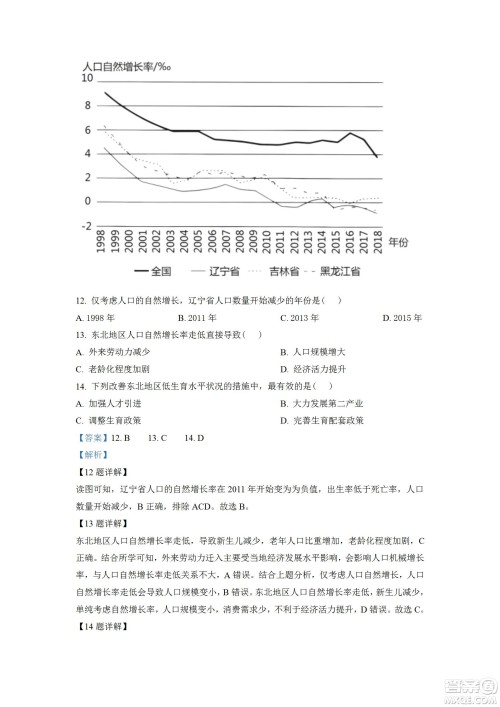 湖北省十堰市2021-2022学年下学期期末调研考试高一地理试题及答案