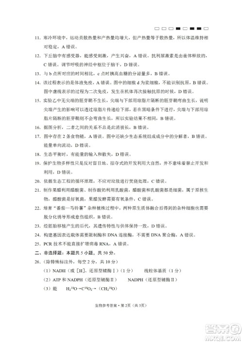 2023届云南师大附中高考适应性月考卷一生物试题及答案 2023届云南师大附中高考适应性月考卷一生物试题及答案