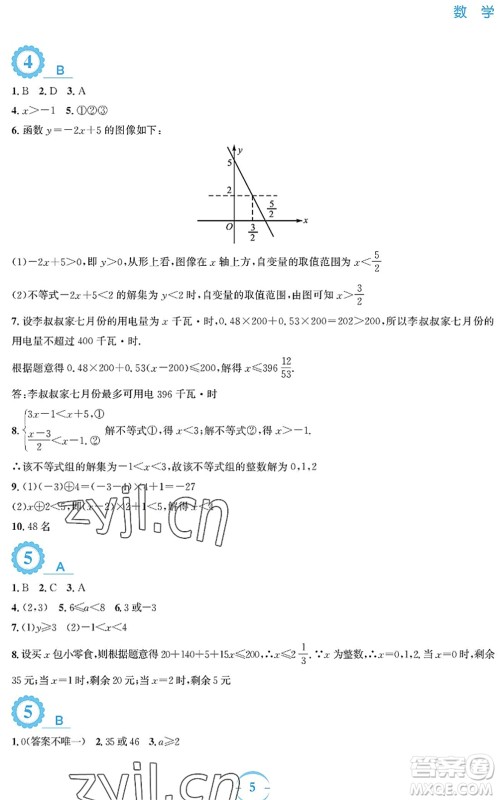 安徽教育出版社2022暑假作业八年级数学北师大版答案