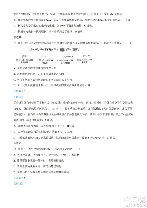 河南洛阳市强基联盟23届新高三摸底大联考生物试题及答案 河南洛阳市强基联盟23届新高三摸底大联考生物试题及答案