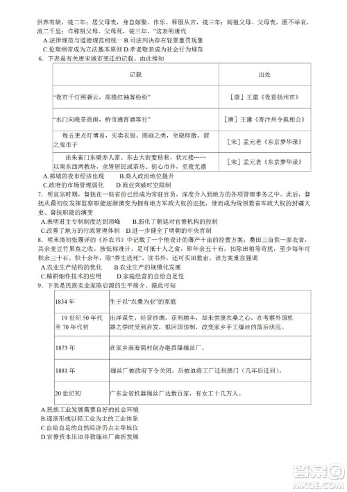 大同市2023届高三年级学情调研测试历史试题及答案 大同市2023届高三年级学情调研测试历史试题及答案