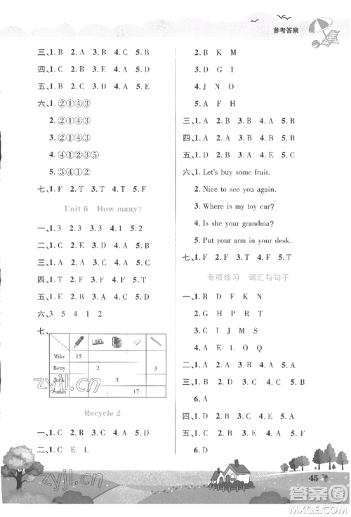 中原农民出版社2022暑假作业假期园地三年级英语人教版参考答案 中原农民出版社2022暑假作业假期园地三年级英语人教版参考答案