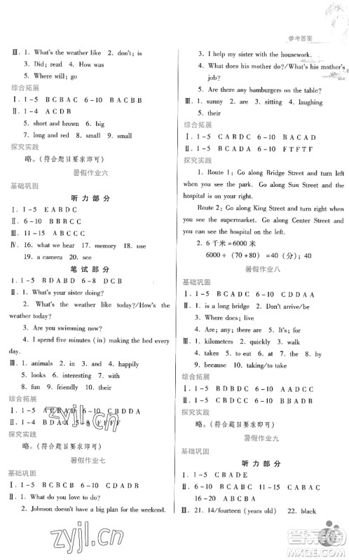 贵州人民出版社2022暑假作业七年级英语人教版答案 贵州人民出版社2022暑假作业七年级英语人教版答案