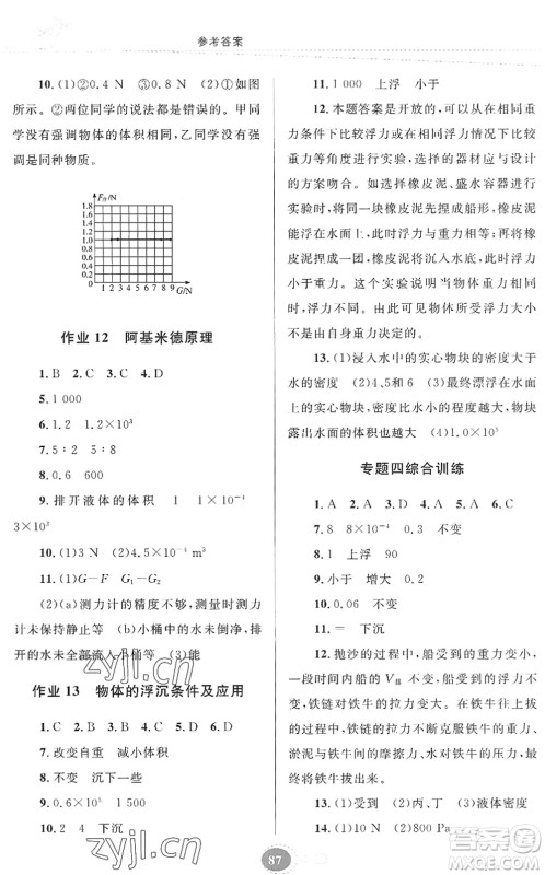 贵州人民出版社2022暑假作业八年级物理人教版答案 贵州人民出版社2022暑假作业八年级物理人教版答案