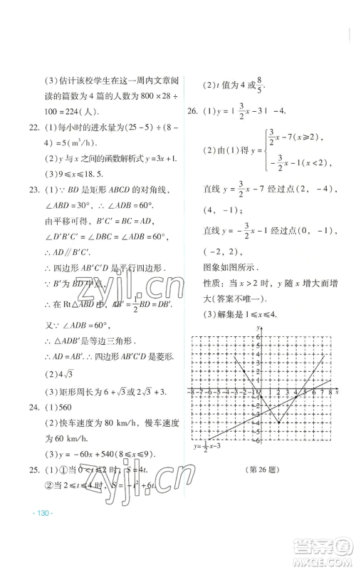 吉林出版集团股份有限公司2022假日数学八年级暑假人教版参考答案