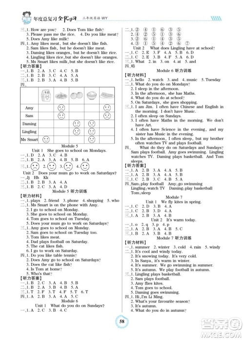 吉林教育出版社2022全优学习年度总复习暑假作业英语三年级外研版答案