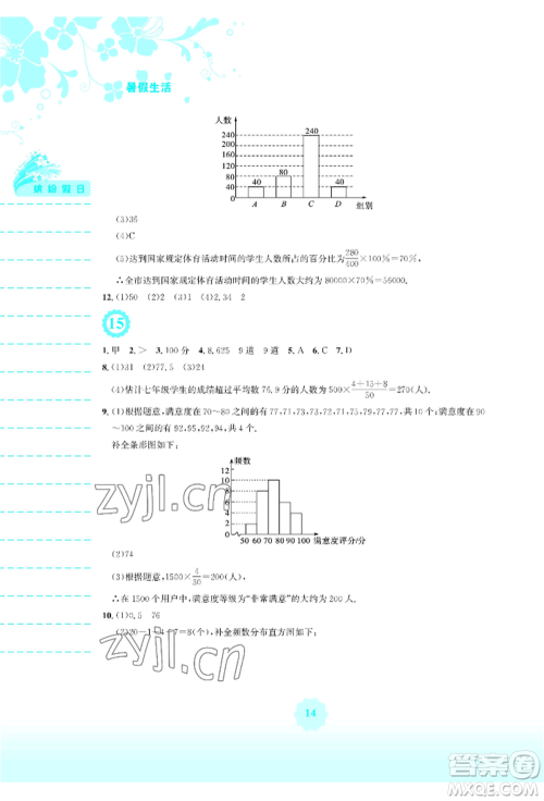 安徽教育出版社2022暑假生活八年级数学通用版S参考答案 安徽教育出版社2022暑假生活八年级数学通用版S参考答案
