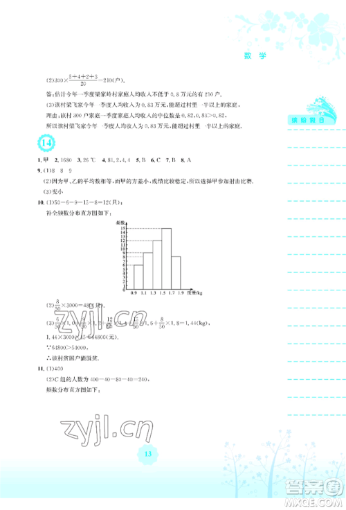 安徽教育出版社2022暑假生活八年级数学通用版S参考答案 安徽教育出版社2022暑假生活八年级数学通用版S参考答案