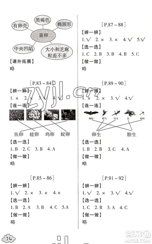 浙江少年儿童出版社2022暑假学与练三年级数学B北师版科学J教科版答案