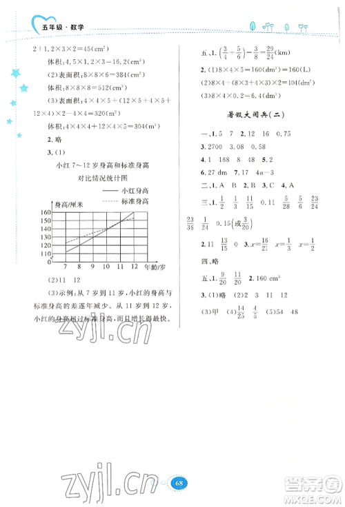 知识出版社2022暑假园地五年级数学通用版参考答案 知识出版社2022暑假园地五年级数学通用版参考答案
