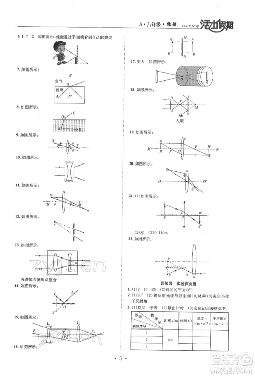 沈阳出版社2022活力假期学期总复习暑假八年级物理人教版参考答案 沈阳出版社2022活力假期学期总复习暑假八年级物理人教版参考答案
