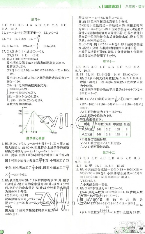 云南大学出版社2022暑假活动实践与思考综合练习八年级数学通用版答案