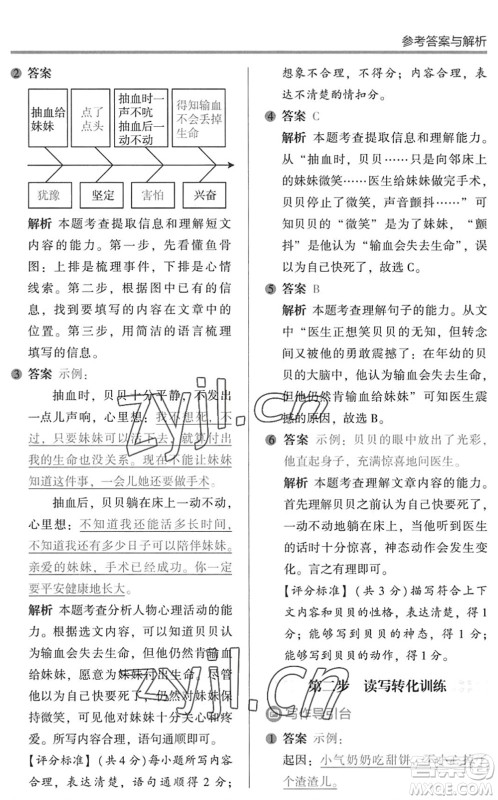 湖南师范大学出版社2022木头马阅读力测评暑假读写辅导三年级语文通用版答案