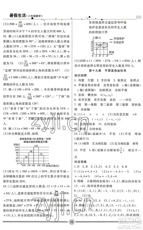 新疆文化出版社2022暑假生活期末+暑假+预习八年级数学JJ冀教版答案