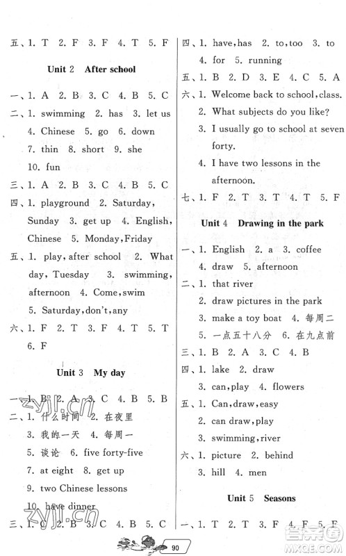 吉林教育出版社2022快乐暑假四年级合订本江苏专用答案 吉林教育出版社2022快乐暑假四年级合订本江苏专用答案